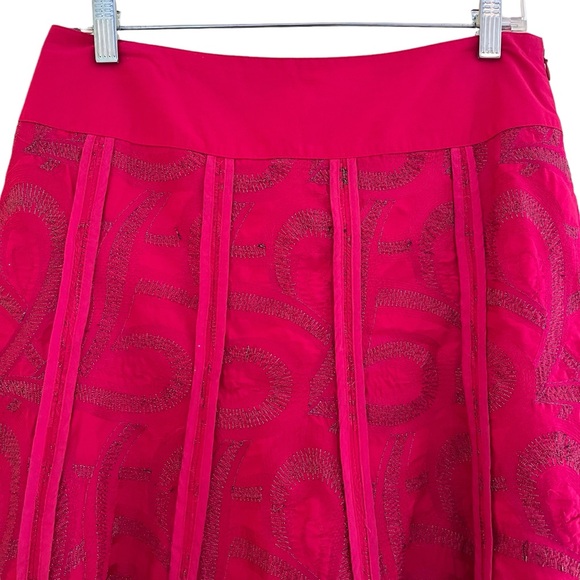 Monsoon Bright Pink with Metallic Detail Cotton Aline Gored Skirt UK12(8) - Picture 2 of 6